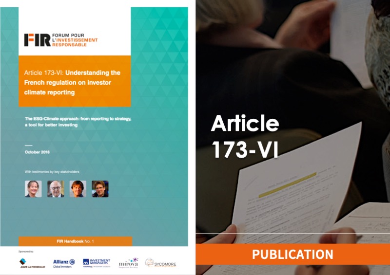 Rendez-vous le 1er décembre pour découvrir les 1ers bilans de l'article 173-VI