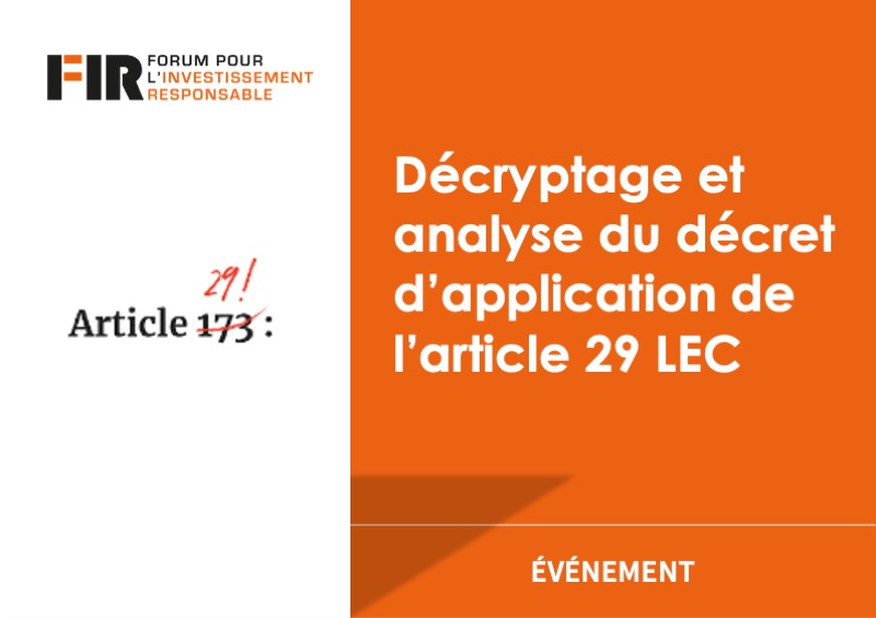 Article 29 de la loi énergie-climat : Le FIR salue l’ambition et exprime un regret