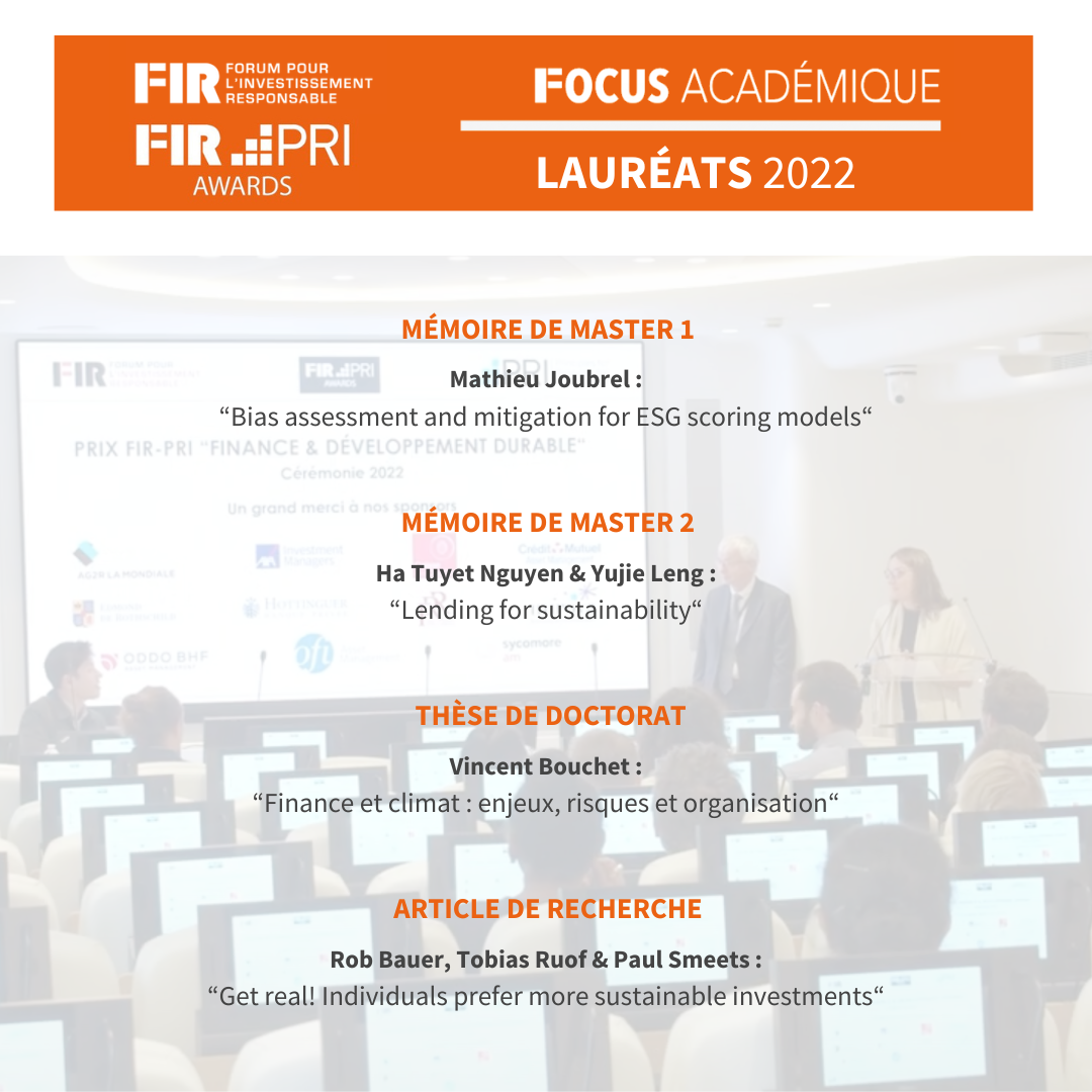 Focus académique – Les lauréats des Prix FIR-PRI 2022